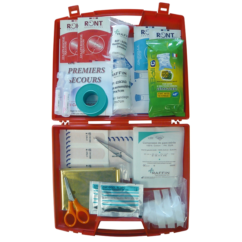 Trousse de secours rigide voiture ou autre avec éthylotest 