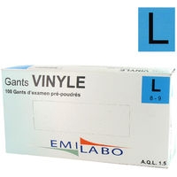 Gants Vinyle poudrés T.8 Taille M AQL 1,5 (100 gants)