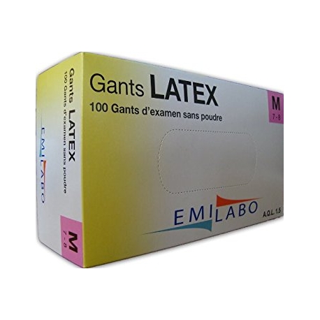 GANTS D'EXAMEN LATEX T7/8 SANS POUDRE