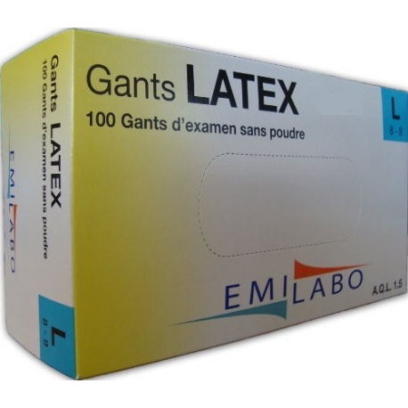 GANTS D'EXAMEN LATEX T8/9 SANS POUDRE