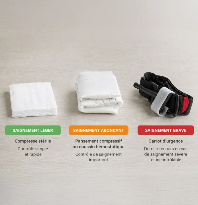 Choisir le bon produit de secours selon le niveau de saignement