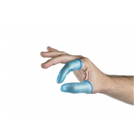 [675] Doigtier bleu en caoutchouc Boite de 50
