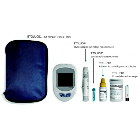 [722] Lecteur de glycémie  Glucomètre Holtex TB100 Starter kit