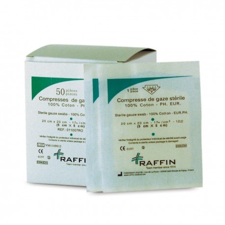Boite de 50 Compresses de gaze stérile 5x5 20X20