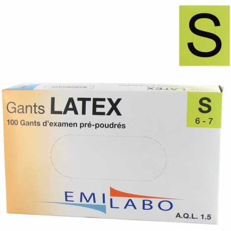 [46] GANTS D'EXAMEN LATEX T 6/7 PRE POUDRES