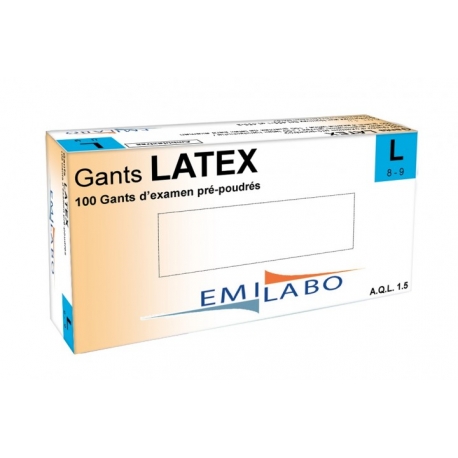 [48] GANTS D'EXAMEN LATEX T 8/9 PRE POUDRES